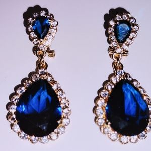 Gold-plated cubic zirconia / Sapphire earrings